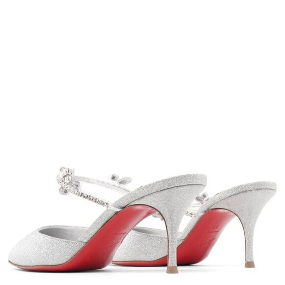 CHRISTIAN LOUBOUTIN Planet Queen 70 Glitter Leather Pump in Silver Glitter - Picture 14 of 15